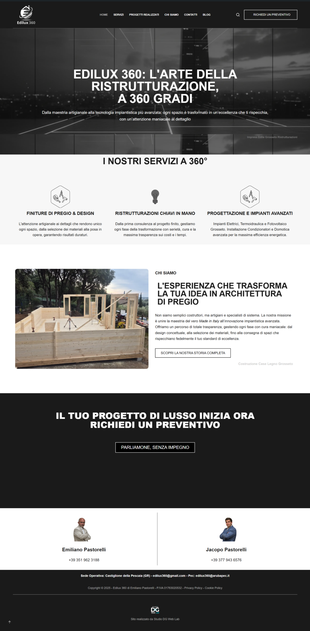 Screenshot del sito web Edilux 360, progetto di sviluppo WordPress completato da Studio DG WebLab.