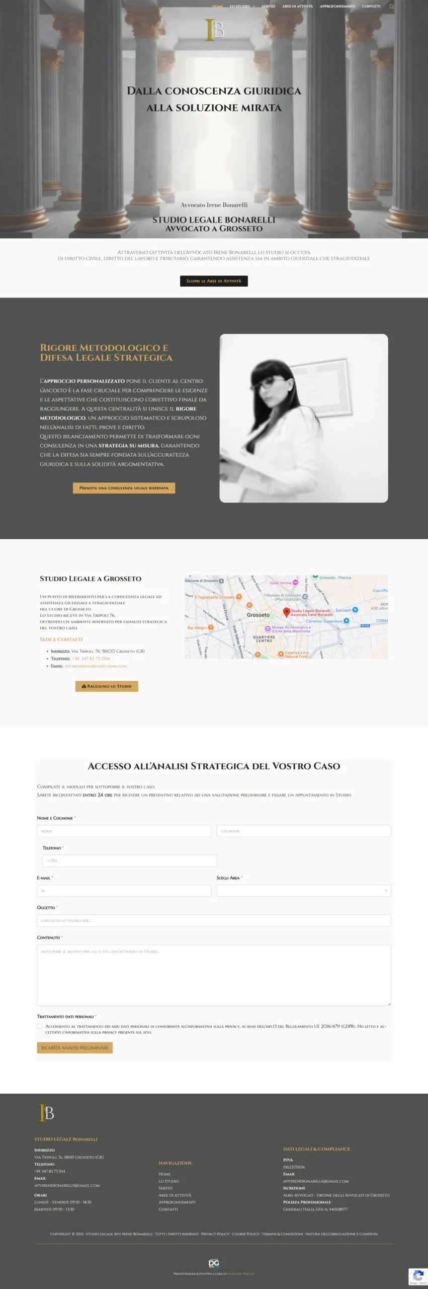 Design e sviluppo del sito web professionale Studio Legale Bonarelli, realizzato in WordPress.