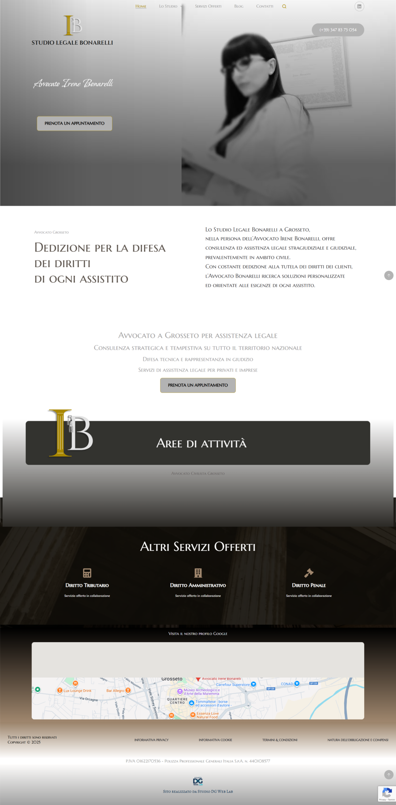 Design e sviluppo del sito web professionale Studio Legale Bonarelli, realizzato in WordPress.